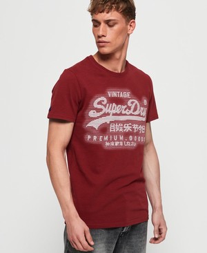 Superdry Premium Goods Mid Weight Férfi Pólók Piros | QMEHW9370